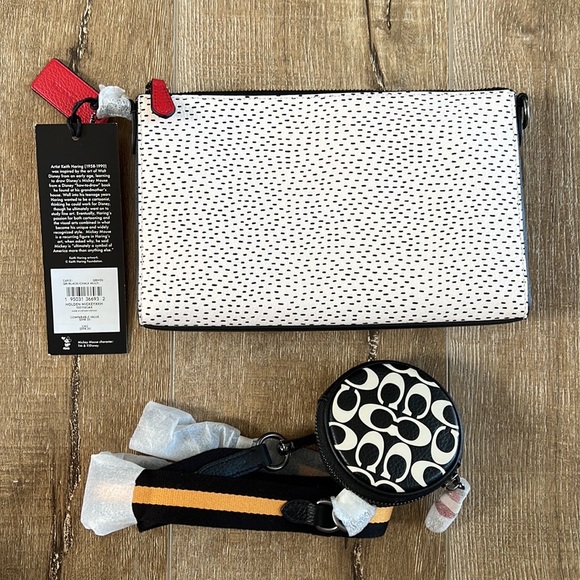 COACH Disney Mickey Mouse X Keith Haring Holden Crossbody Black Chalk Multi - Picture 5 of 10